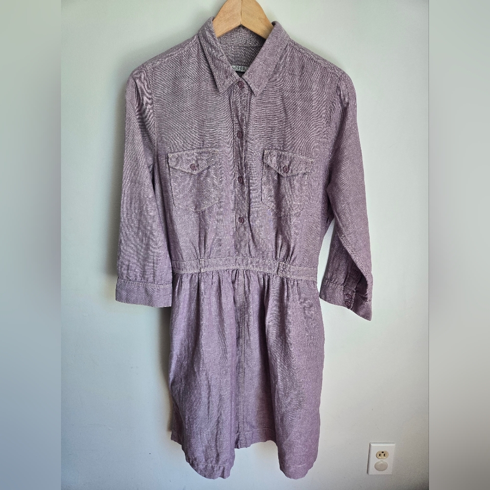 GAP Lavender Linen And Cotton Button-Up Dress